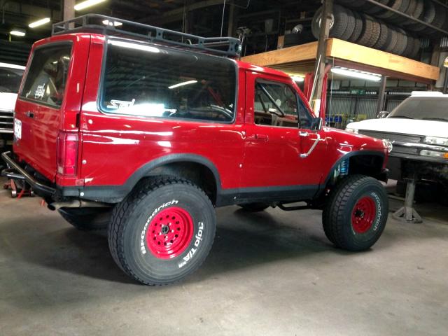 Red Ford Bronco II fiberglass quarter panel