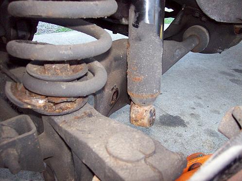 Remove the lower shock mount from the radius arm