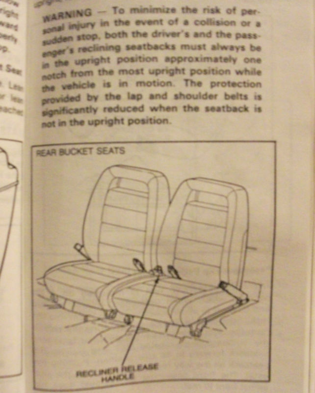 Ford Bronco II Rear Reclining Seats instructions