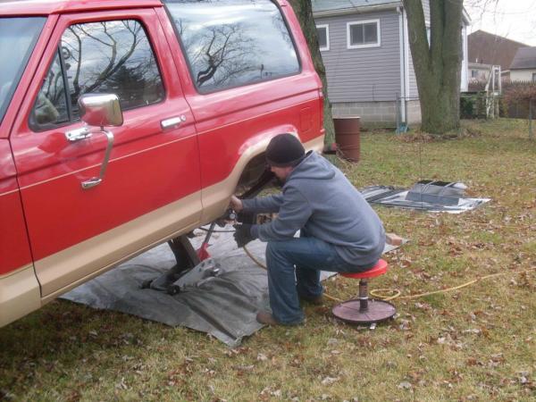 Spraying the wheel wells