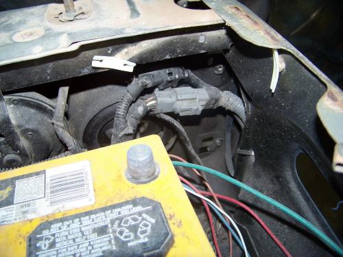 Harness entering engine compartment