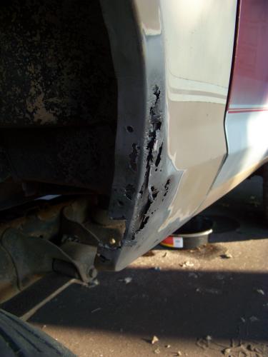 Drivers side fender rust holes