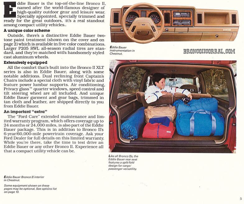 1988 Ford Bronco II Brochure Equipment