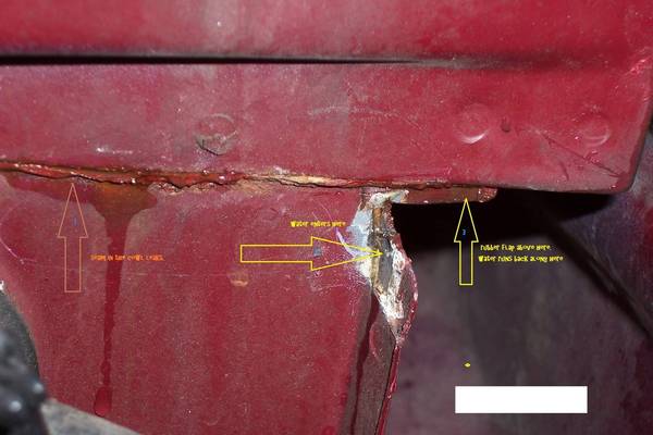 Here you can see where the water can run down the seam at the kick panel