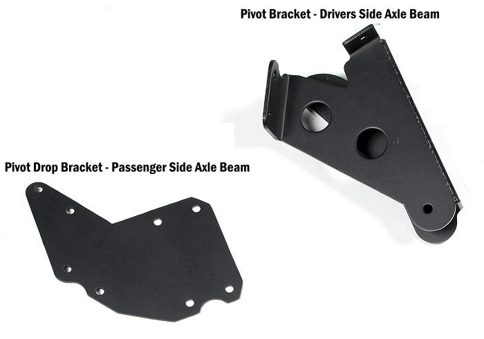 Suspension brackets with pivot drop bracket for the passenger side axle beam. I do not recommend these brackets