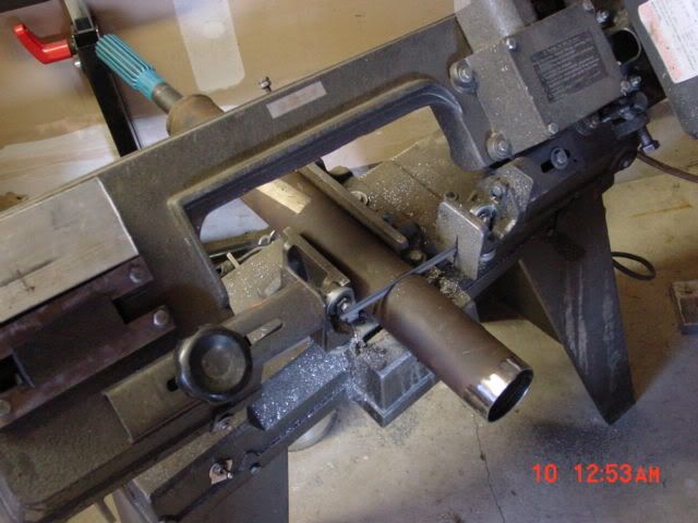 Cutting driveshaft with bandsaw