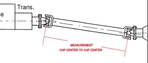 check the measurement from the yoke on the transfer case to the yoke on the rear axle